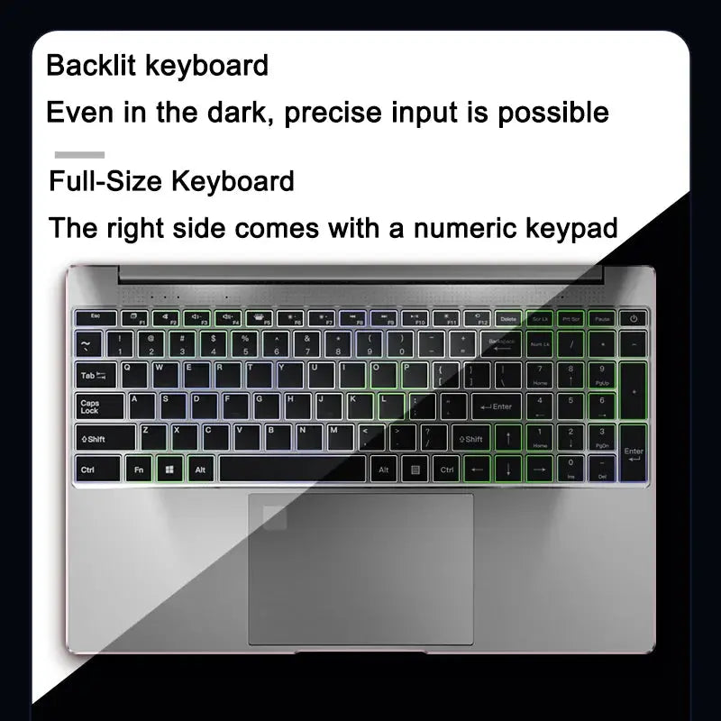 New 15.6" Inch Laptop, Windows 11 Pro N5095 1920x1080 32GB+2048 GB Fingerprint Unlock,Backlit Keyboard,Portable Office Notebook BABEL.FASHION
