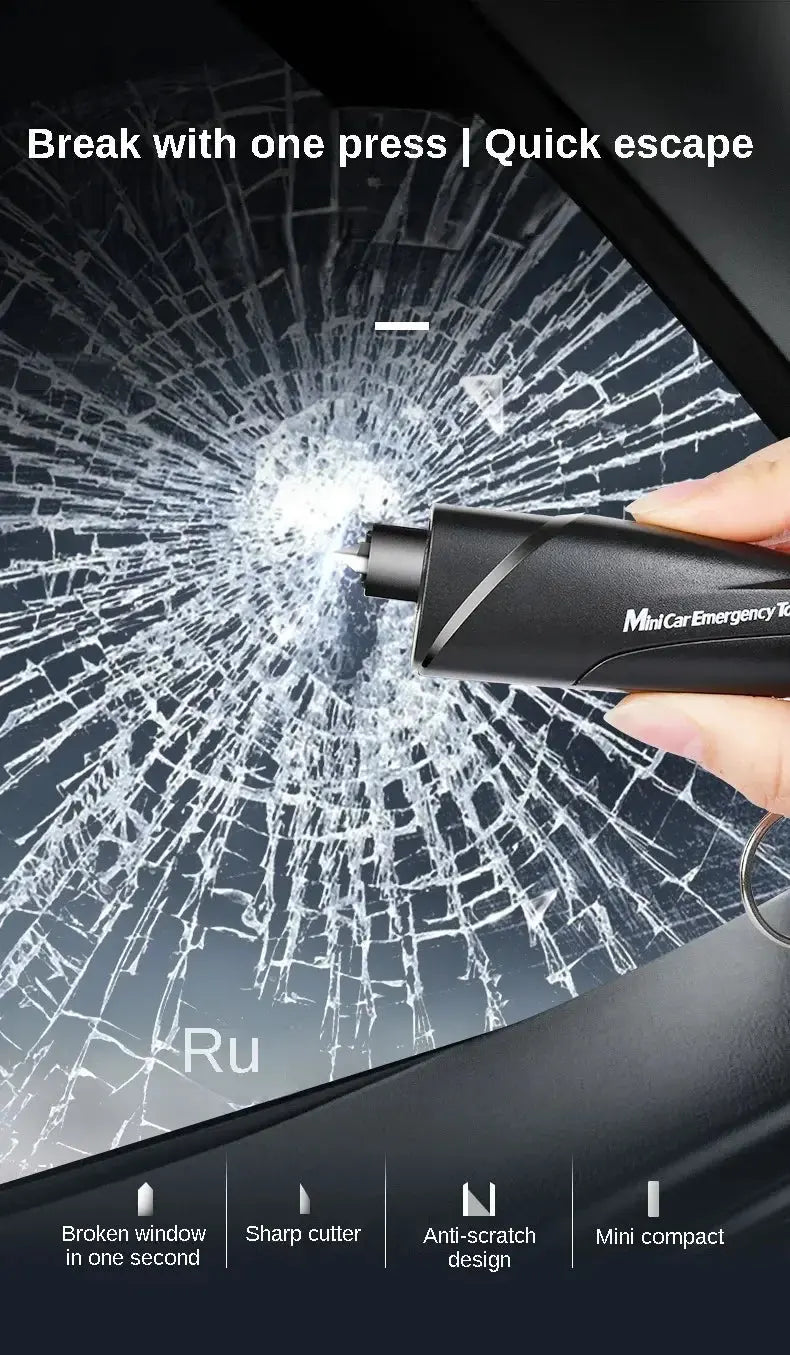 Safety Hammer Car Emergency Rescue Kit Key Chain Knife Life Saving Seat Belt Cutter Window Breaker Glass Emergency Hammer BABEL.FASHION