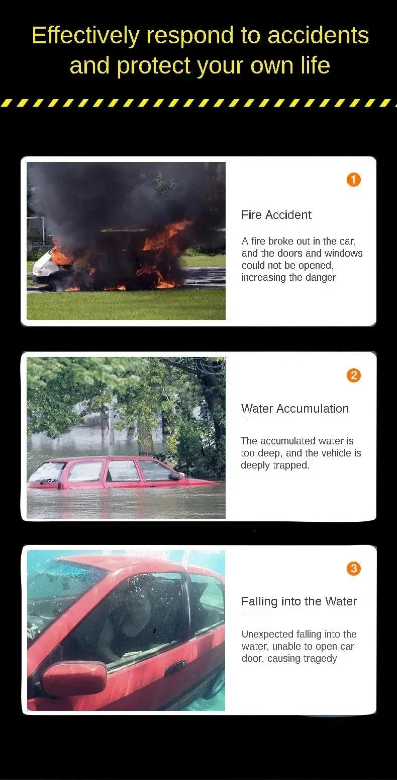 Safety Hammer Car Emergency Rescue Kit Key Chain Knife Life Saving Seat Belt Cutter Window Breaker Glass Emergency Hammer BABEL.FASHION