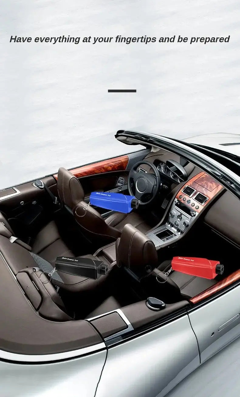 Safety Hammer Car Emergency Rescue Kit Key Chain Knife Life Saving Seat Belt Cutter Window Breaker Glass Emergency Hammer BABEL.FASHION