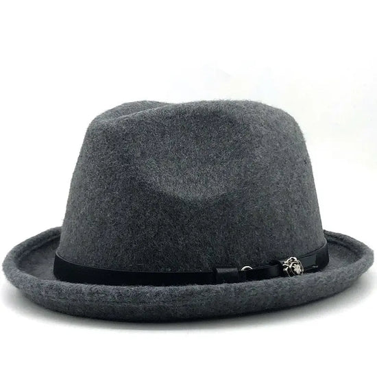 Top Hat Belt Buckle Black Woolen Hat Male British Jazz Hat BABEL.FASHION