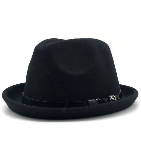 Top Hat Belt Buckle Black Woolen Hat Male British Jazz Hat BABEL.FASHION