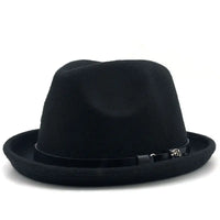 Top Hat Belt Buckle Black Woolen Hat Male British Jazz Hat BABEL.FASHION