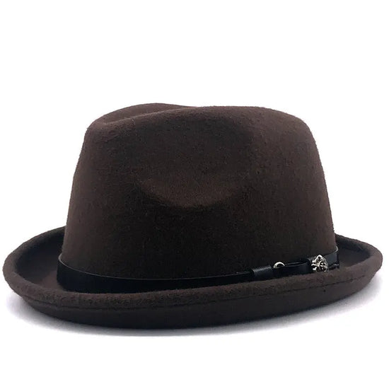 Top Hat Belt Buckle Black Woolen Hat Male British Jazz Hat BABEL.FASHION