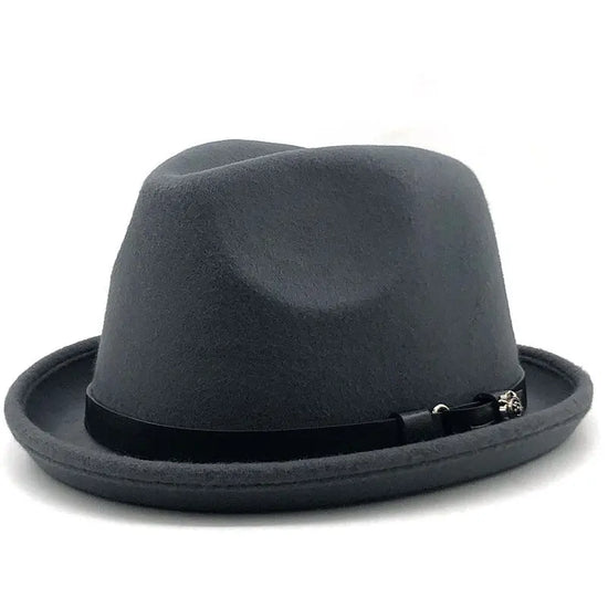 Top Hat Belt Buckle Black Woolen Hat Male British Jazz Hat BABEL.FASHION