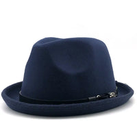 Top Hat Belt Buckle Black Woolen Hat Male British Jazz Hat BABEL.FASHION