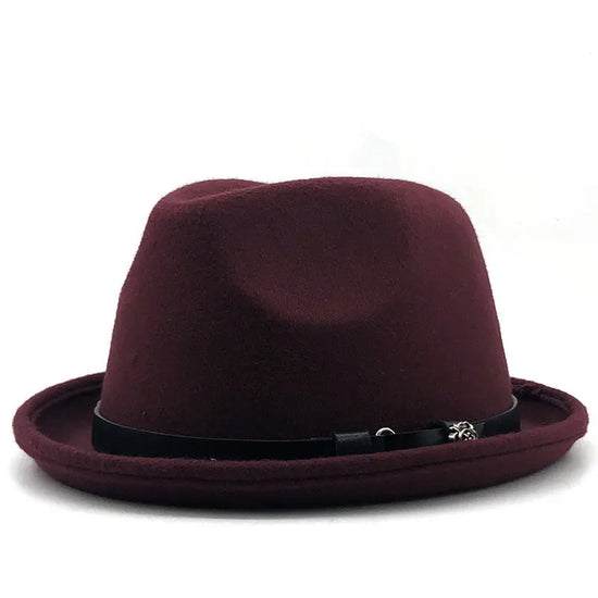 Top Hat Belt Buckle Black Woolen Hat Male British Jazz Hat BABEL.FASHION