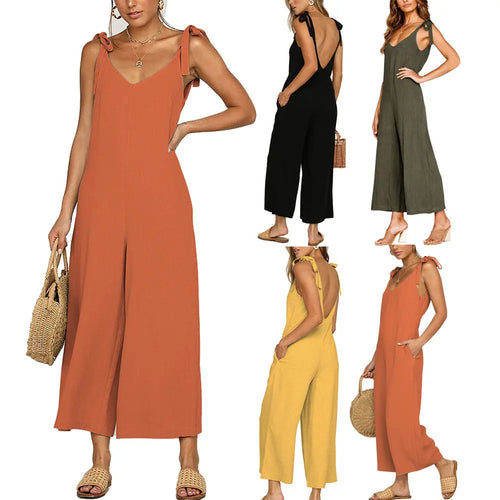 V-neck loose jumpsuit
