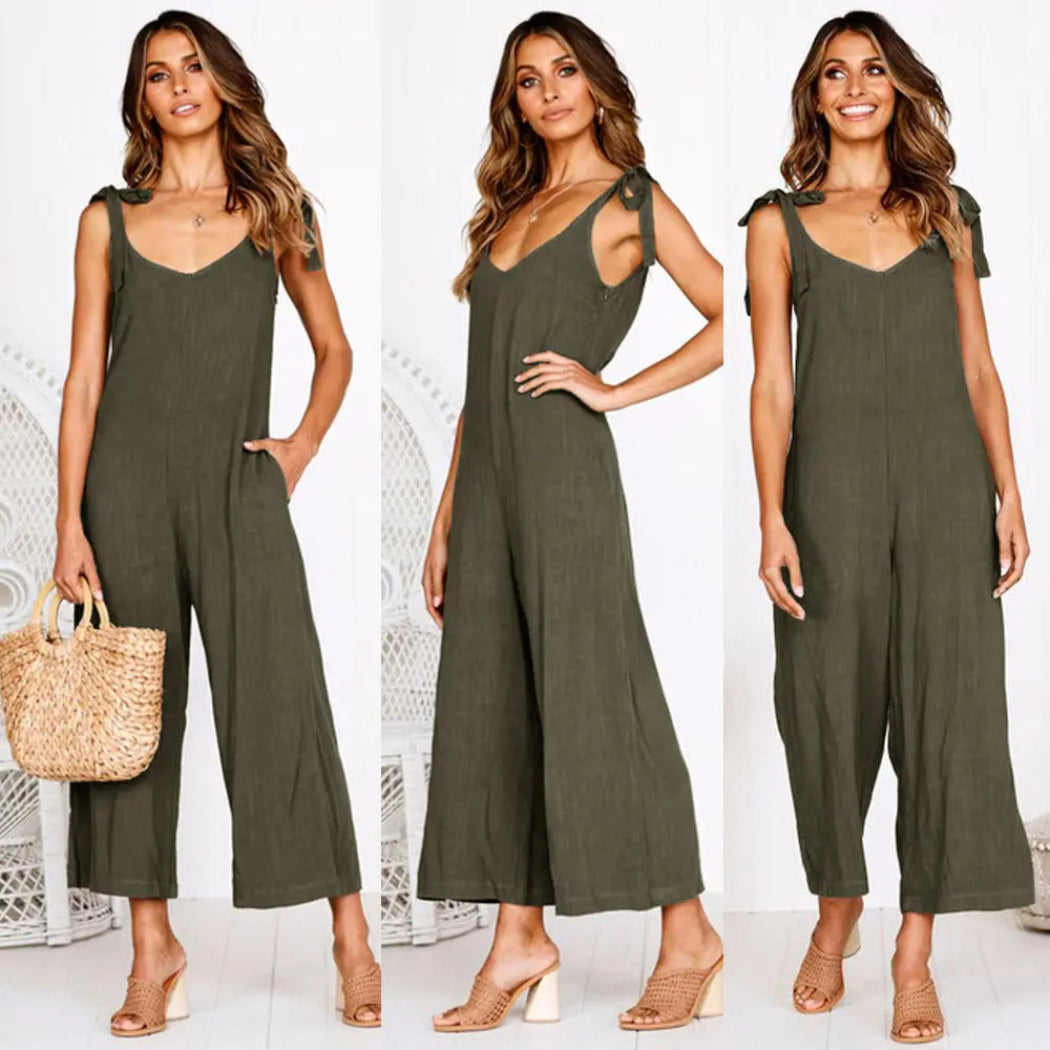 V-neck loose jumpsuit BABEL.FASHION