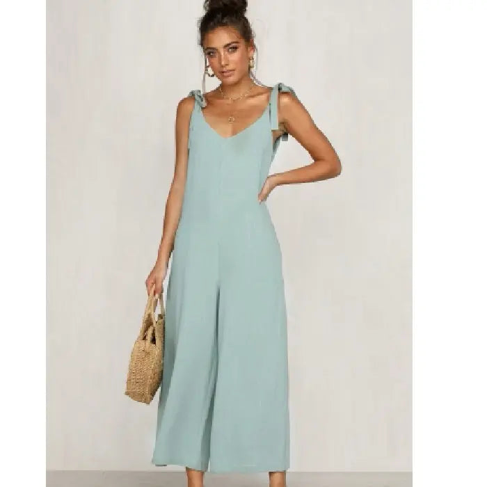 V-neck loose jumpsuit BABEL.FASHION