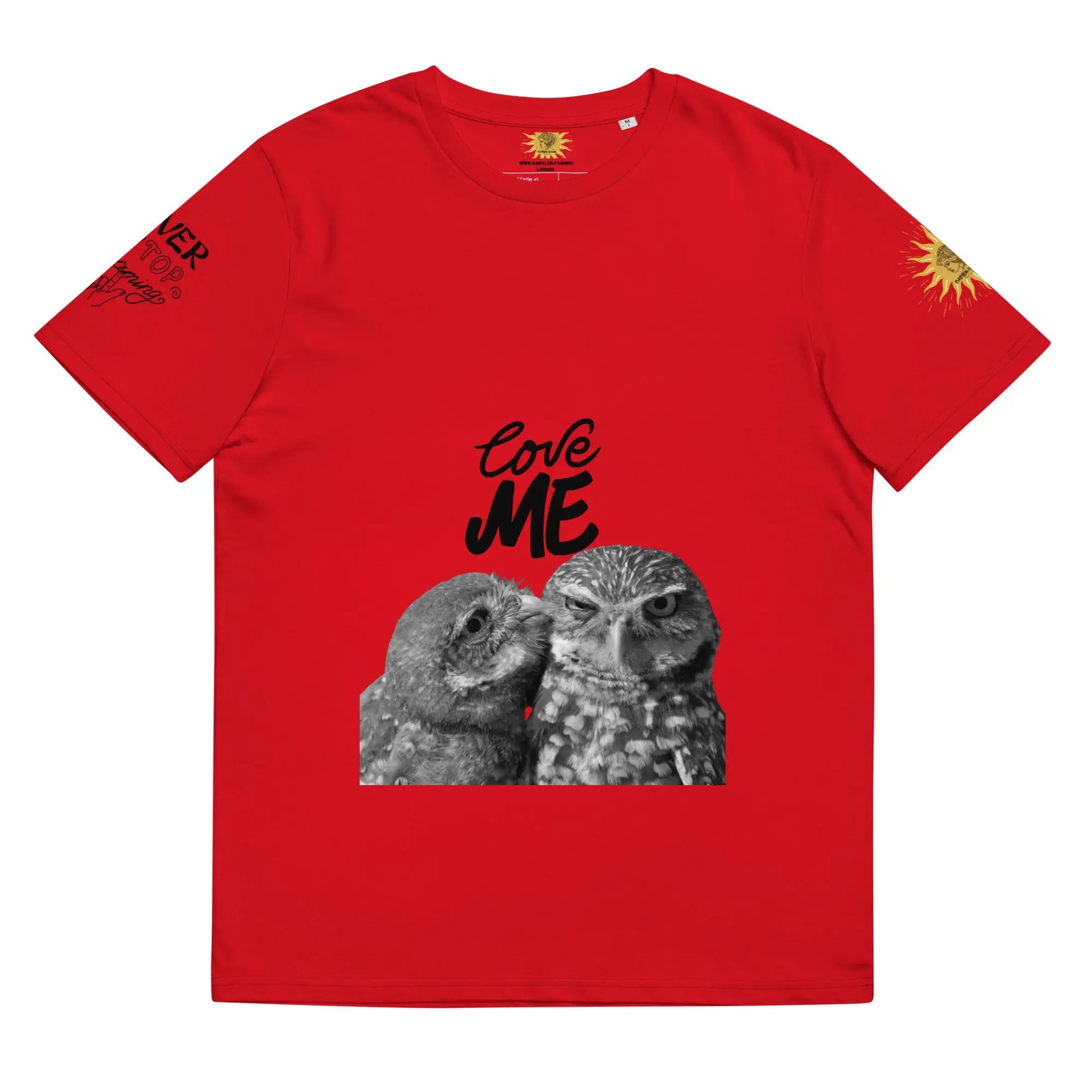Unisex organic cotton t-shirt LOVE ME - Red / S - Babylon.Fashion Babylon.Fashion