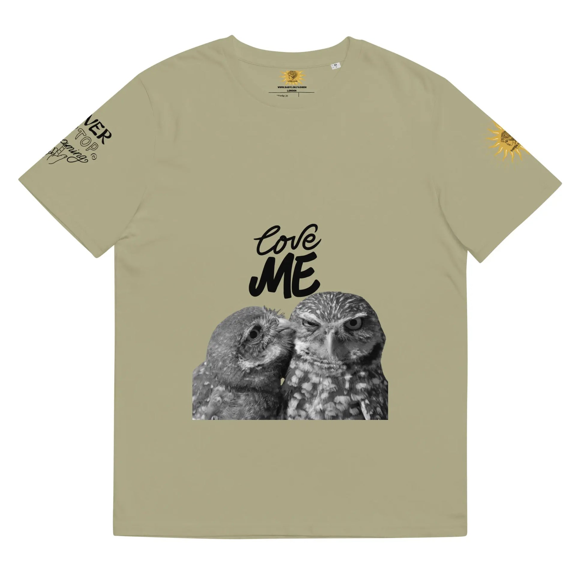 Unisex organic cotton t-shirt LOVE ME - Sage / S - Babylon.Fashion Babylon.Fashion
